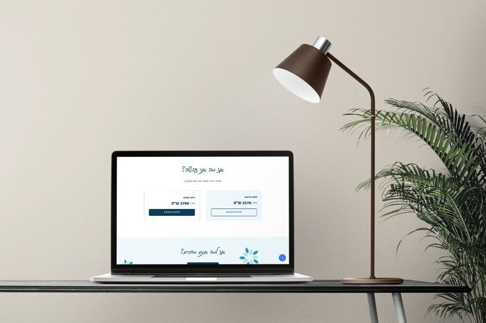 מחשב נייד עכשווי מציג חלק מרכזי בפורטל השירותים המקוון והמשוכלל של שירה איור ומיתוג.