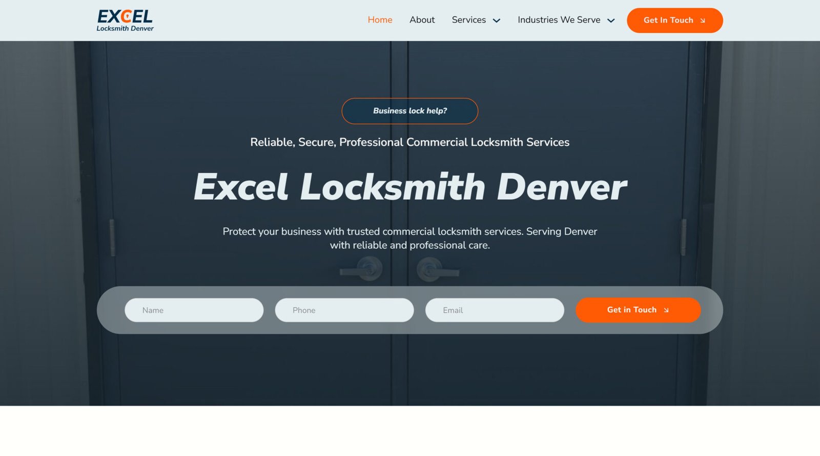 צילום מסך מאתר Excel Locksmith Denver